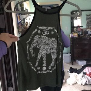 Green decorated tank top